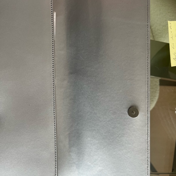 SAINT LAURENT Silver Diagonal Clutch - Picture 6 of 9